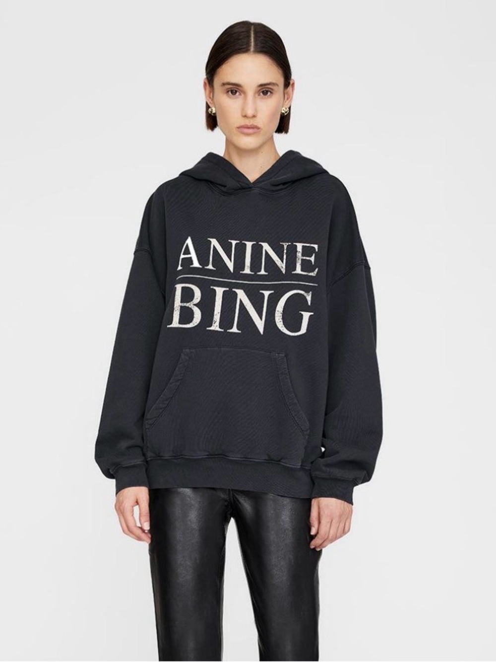 Anine Bing Black Logo Harvey Sweatshirt